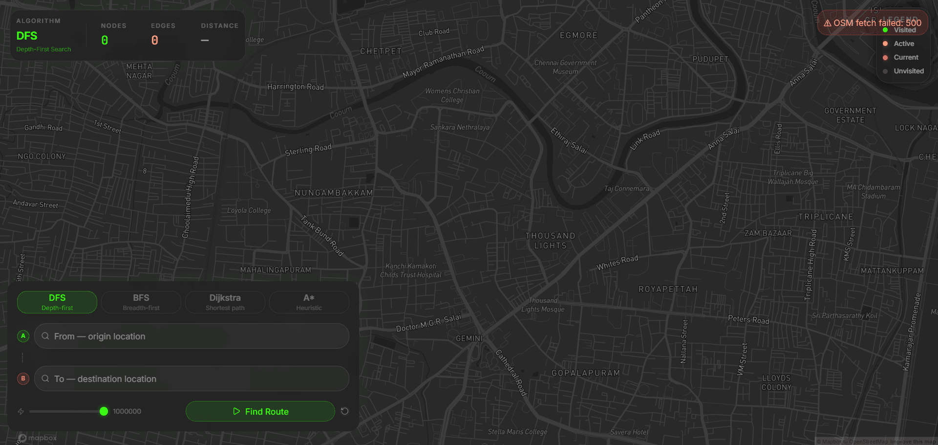 Road Network Pathfinder project screenshot